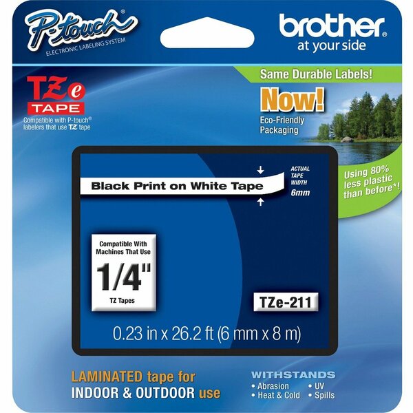 Brother International Black on White 1 4'' Tape TZE211
